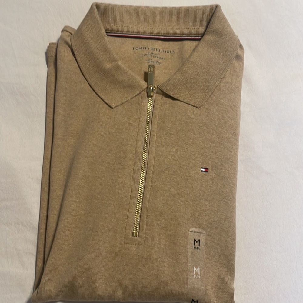 Tommy Hilfiger Beige Long Sleeve Polo Shirt